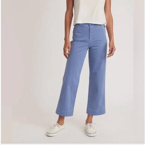 Marine Layer Bridget High Rise Crop Pants Marlin Blue Women's Size 2 - Picture 1 of 10